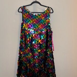 Betsey Johnson Sequin Dress Multi Color Size 12